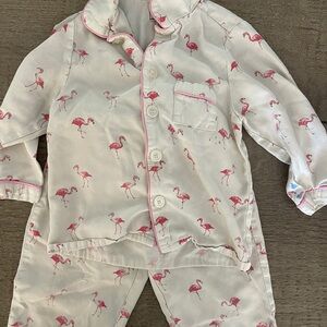 Petite Plume Flamingo Print Kids Pajama Set - Pink and White